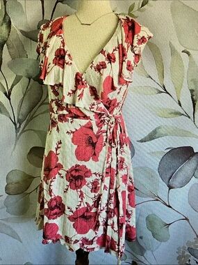 Free People Cream Mini Dress with Pink Floral Print